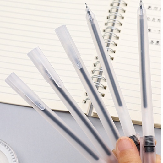 5pcs/Set Gel Pen 0.5mm Matte Black Ink Transparent Plastic Material For School / Office Stationery