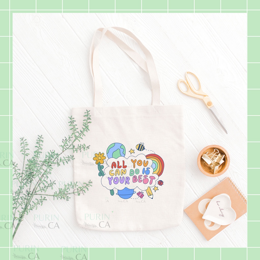 Tote bag Kanvas Gambar RETRO RAINBOW QUOTES Part 2