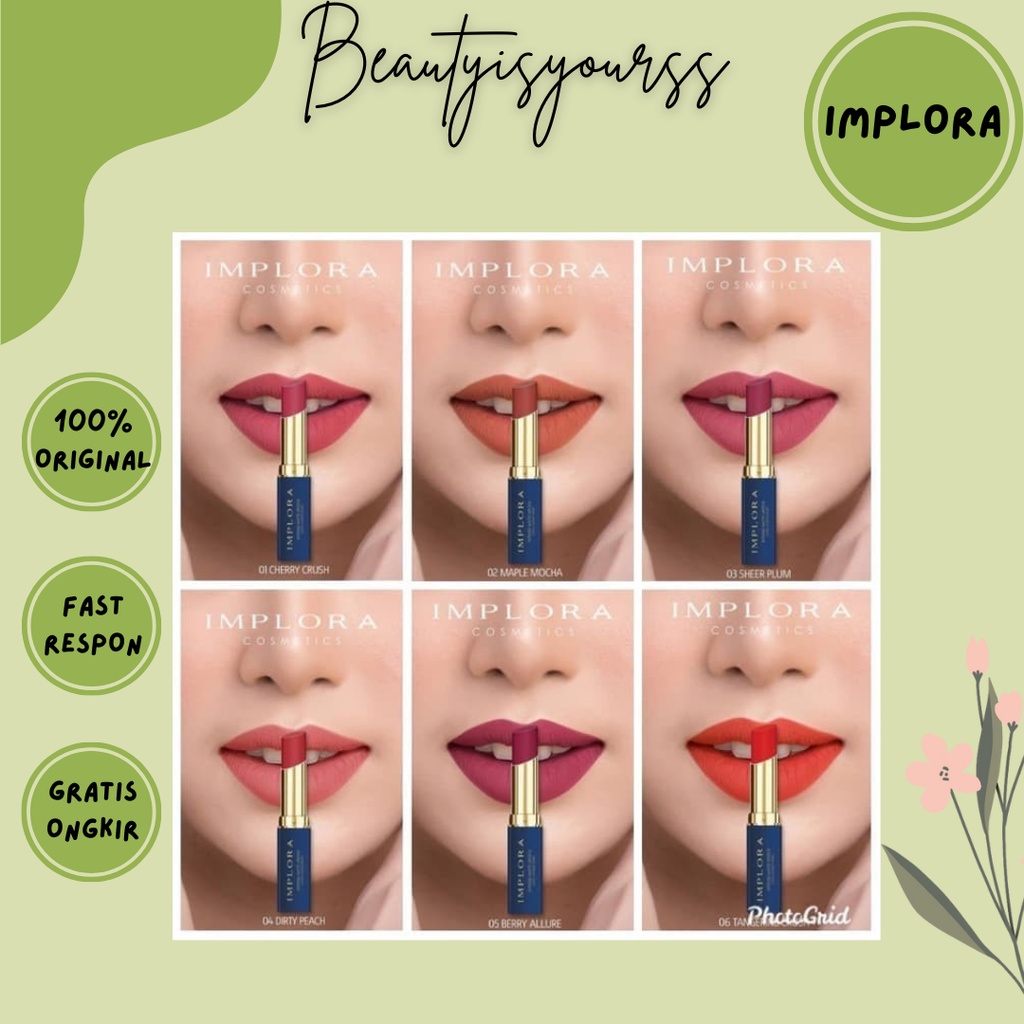[PROMO] IMPLORA Intense Matte Lipstick Lipstik Tahan Lama Transferproof Waterproof Warna Nude dan Bo