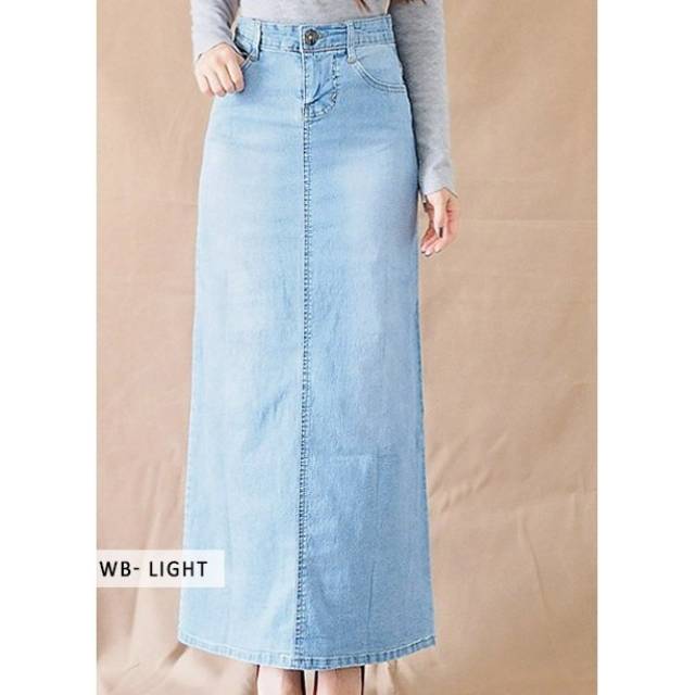 rok panjang jeans span basic