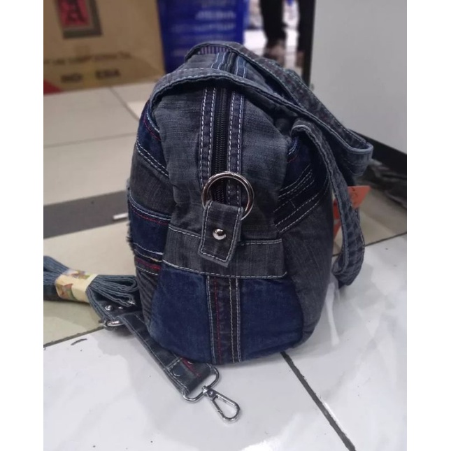 Tas slempang wanita bahan jeans denim ori Garnet