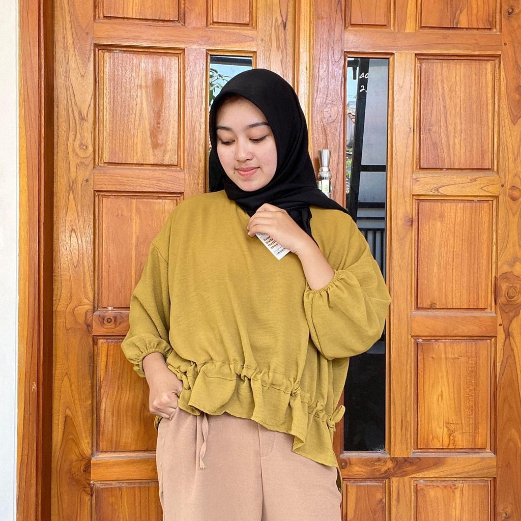 outfit premium - Blouse Jennie / Blouse Crinkle Airflow / Blouse Atasan Serut / Sorella Blouse Serut