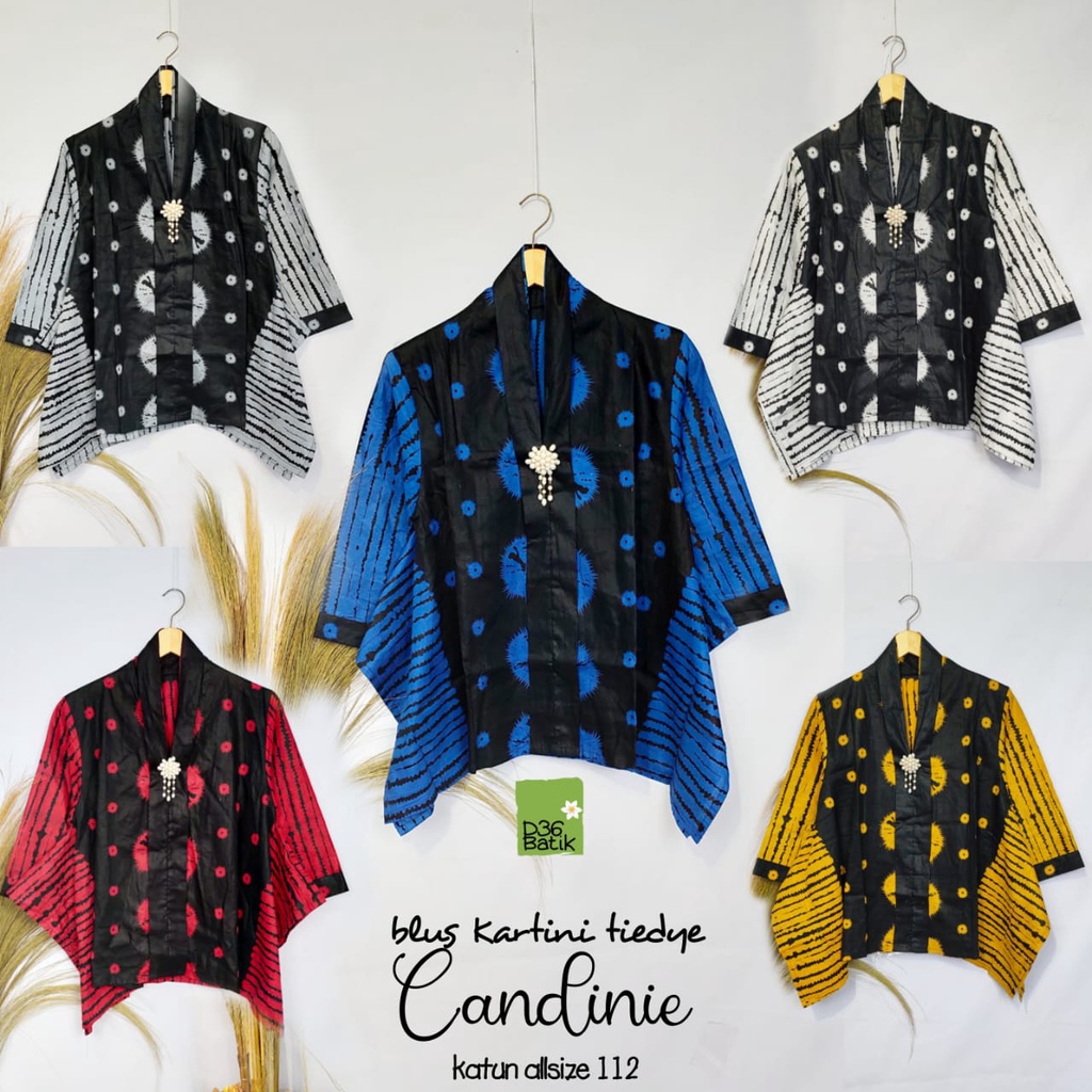 Blus Kartini Tiedye Candinie Batik Atasan Jumputan Modern Casual Kerja Seragam Kantor Waka Muslim