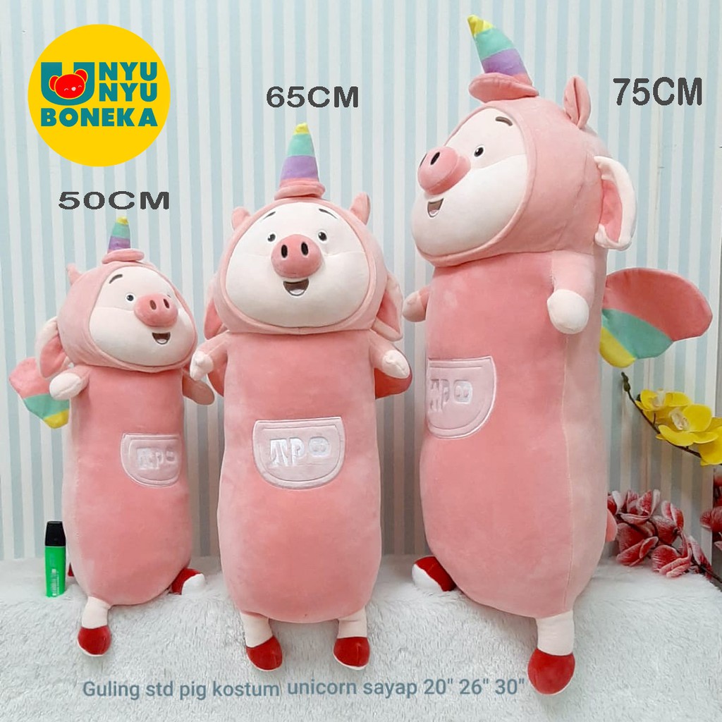 Guling Boneka std Pig Costum Unicorn Sayap 50CM Impor