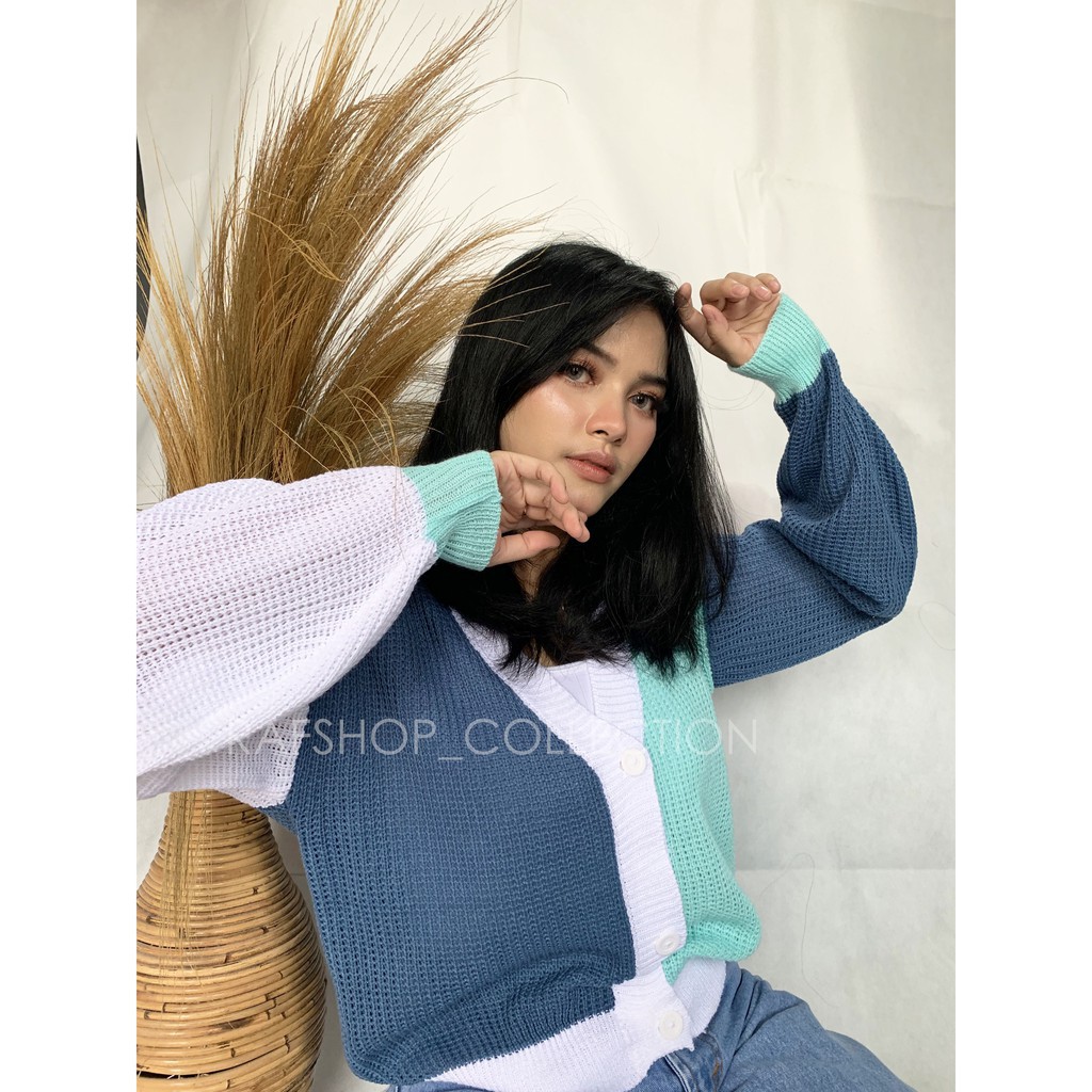 NEW!! REALPICT HONEY CARDY TWOTONE 7GET - premium tebal - cardy rajut twoton