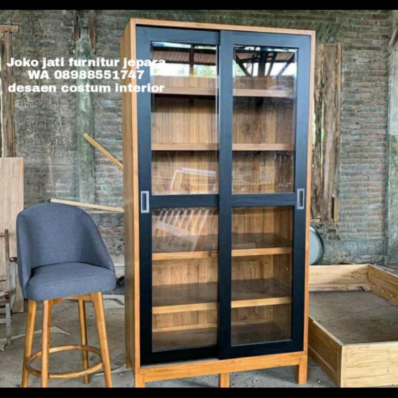 lemari hias jati minimalis