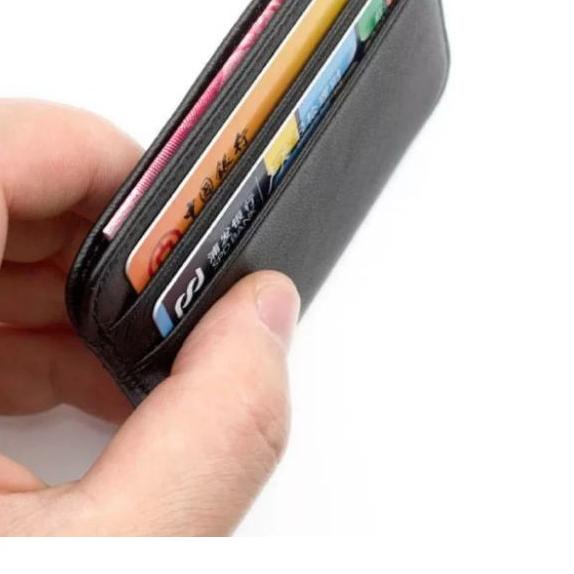 ◘ domba kulit dompet kartu kredit atm KTP nama case koin credit card slim tipis pria wanita ™