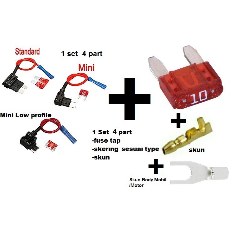 Soket Piggy Back Blade Fuse Tap Add A Circuit Sekring Jumper import Bonus Sekring 4 item