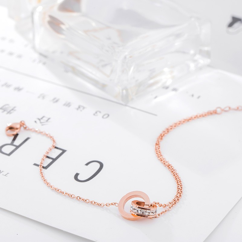 Gelang kaki cincin gandeng zircon titanium anti karat harga grosir bisa COD