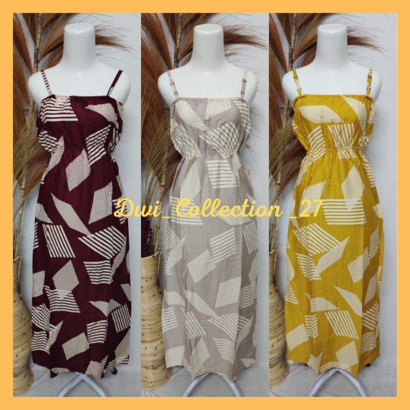 Dress Daster Kemben Bali Rayon Rumah Rumahan Panjang Wanita Adem Murah Kekinian Tali Satu Kecil