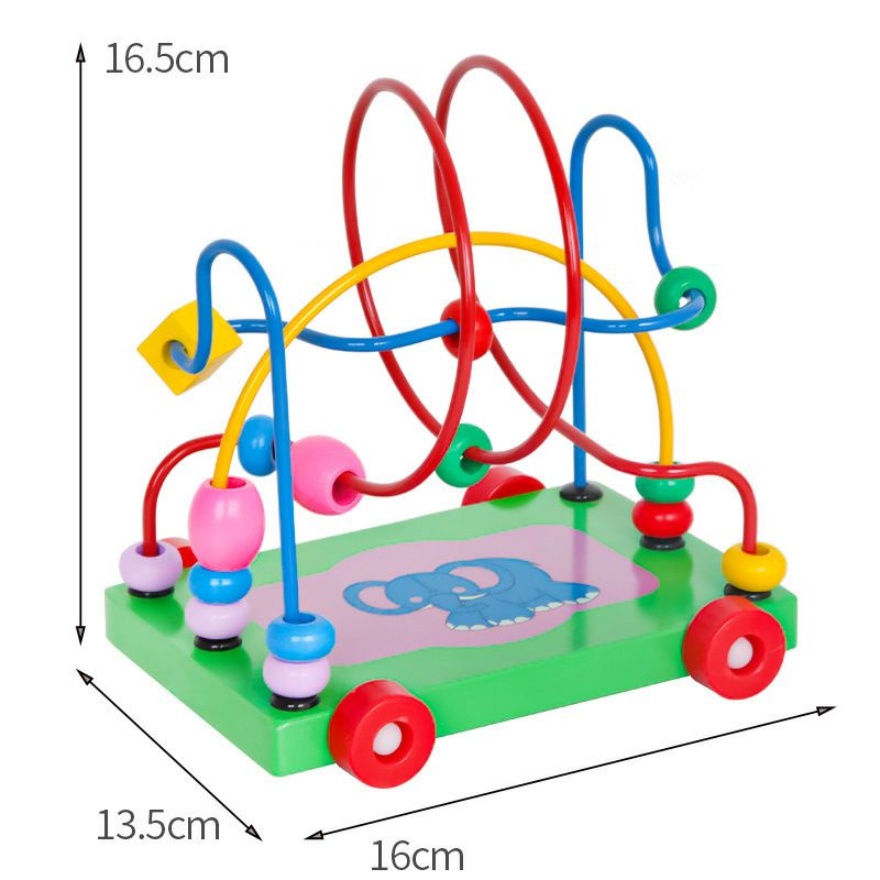 MAINAN EDUKASI KERETA KAWAT ALUR MENCARI JALAN / WOODEN TOYS TRAILER CIRCLES BEAD LABYRINTH