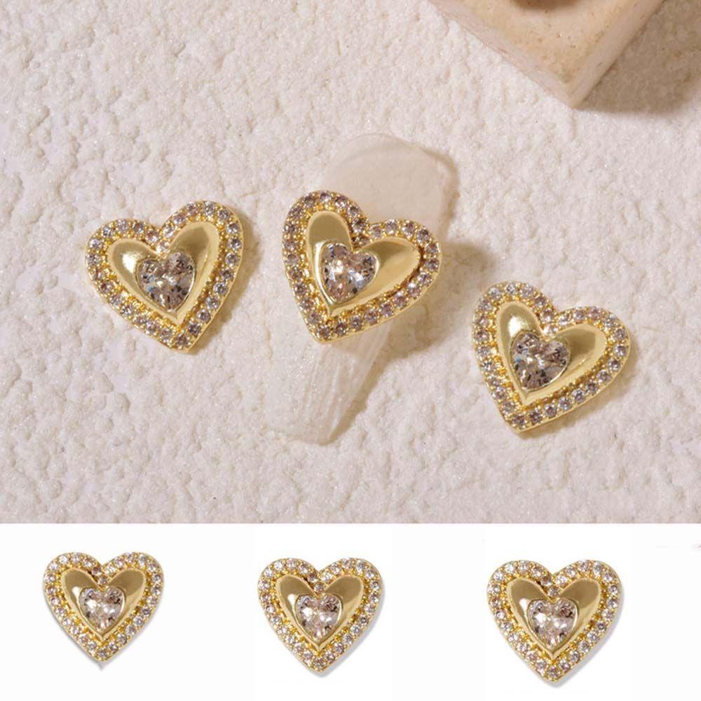 Mxbeauty Bentuk Cinta Perhiasan Kuku Pesona Shiny Gaya Jepang Manicure Nail Art Ornamen 3D Kuku Stiker Nail Art Dekorasi