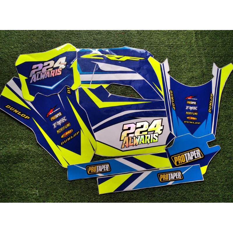 

Decal Sticker CRF150 Orajet kombinasi kuning stabilo kombinasi hologram, Desain bebas