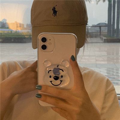 Iphone14 12 13 Pro Max12 Mini Lucu Jernih Bling 3D Bear Head Laser Phone Cover Case IPhone X 11 Pro Xs Max Xr 6 7 8 Plus IPhone SE 2020 Casing Cewek Lembut Mewah