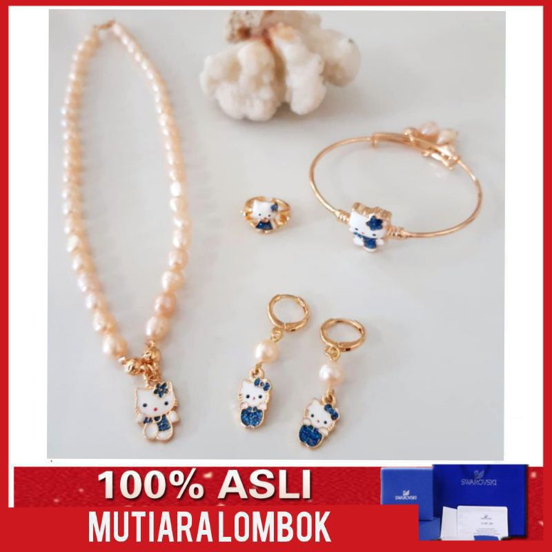 set perhiasan anak mutiara lombok kalung mutiara gelang mutiara cincin mutiara anting mutiara lombok