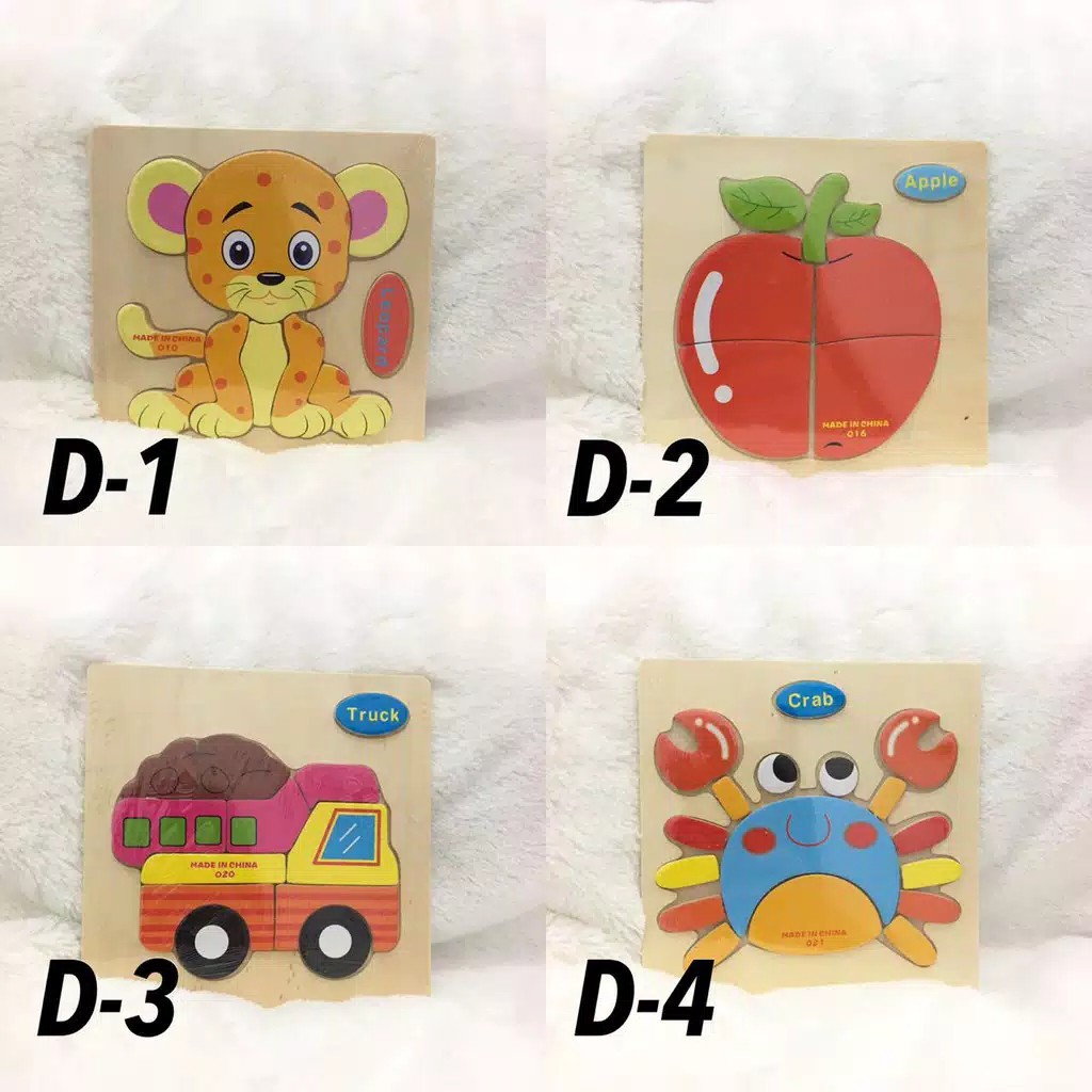 MAINAN PUZZLE KAYU JIGSAW BALOK MAINAN ANAK KARAKTER ANIMAL CUTE