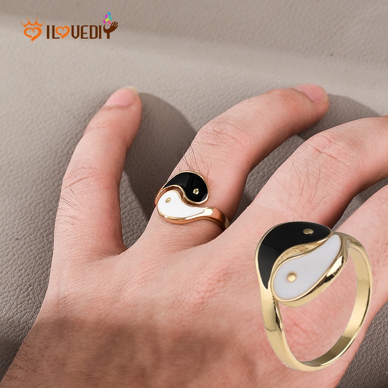 Cincin Yin Yang Gosip Kreatif Untuk Pria / Wanita