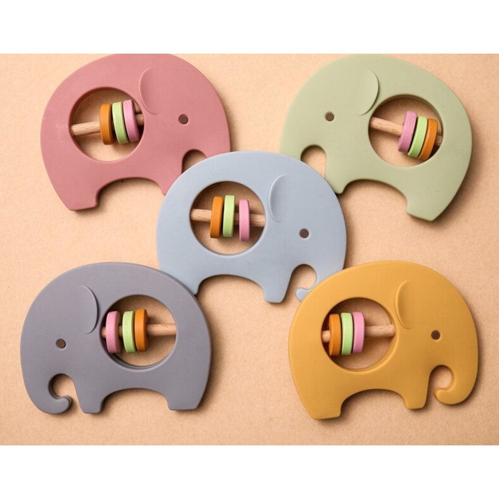 Crumbl Silicone Teether Rattle Stick Toy - Koala Elephant Mainan Toys Gigitan Anak Bayi Silikon Teething Toy