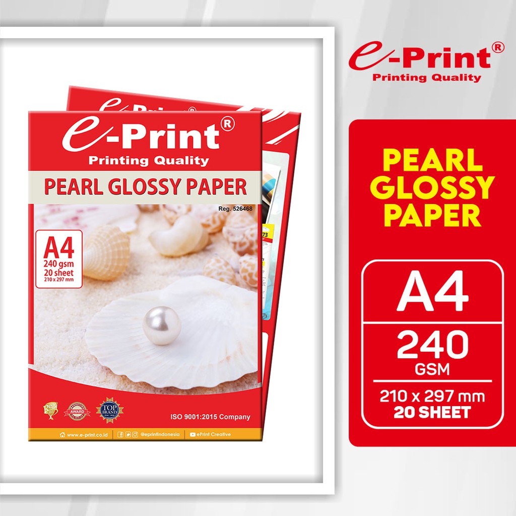 

Kertas Foto Pearl Glossy Paper A4 240gsm 20lembar e-Print