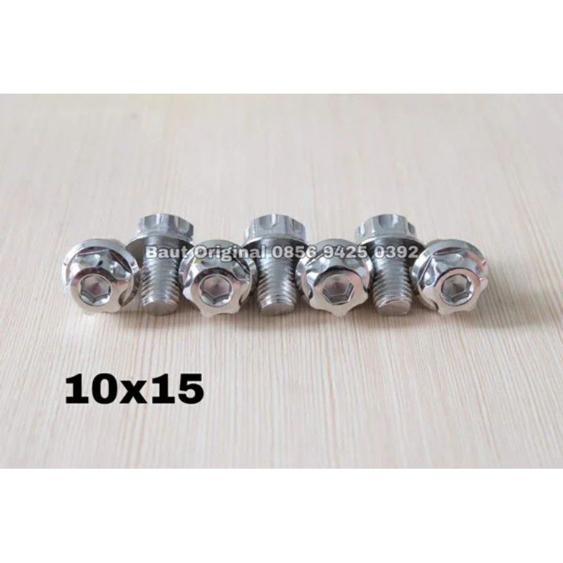 baut probolt 10x15 stainless new model drat 14 panjang 1.5cm silver gs1 gear 2 kunci belimbing heng