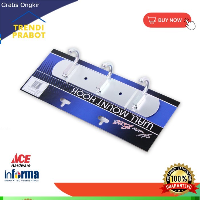 INFORMA GANTUNGAN BAJU Set Hanger Baju Kapstok ACE Set Kris Bath Gantungan Dinding Alumin 3 Kait