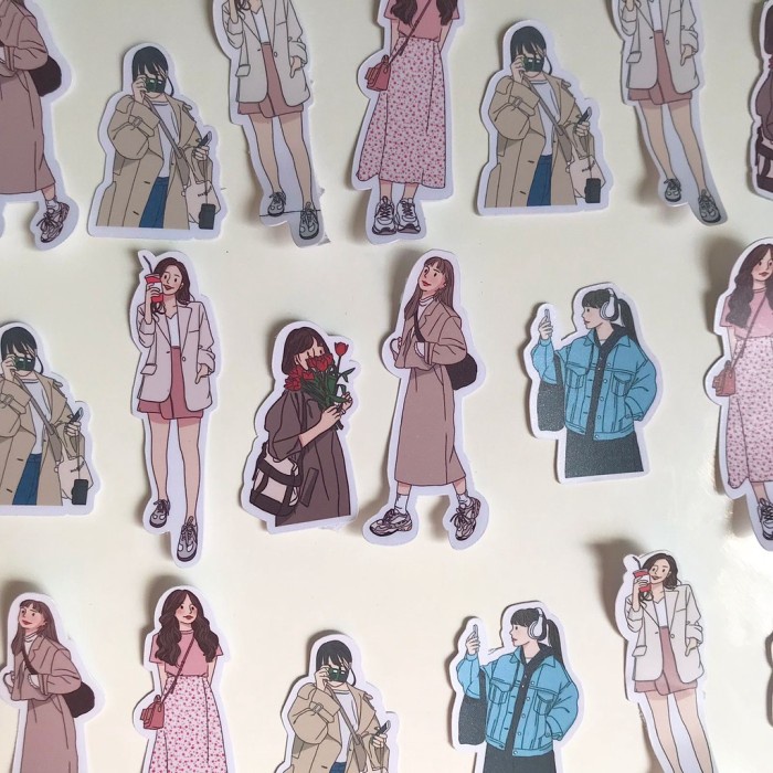 

10 pcs OOTD girls sticker/stiker jurnal/aesthetic journal sticker
