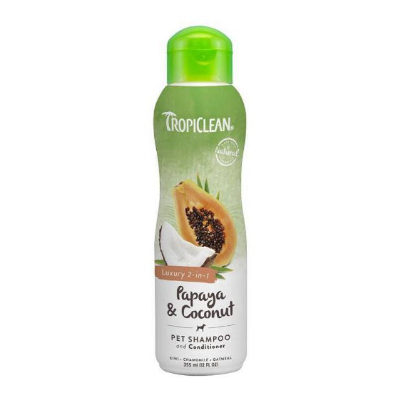 Tropiclean Shampoo 2in1 Papaya &amp; Coconut 355ml (Shampoo+Conditioner)