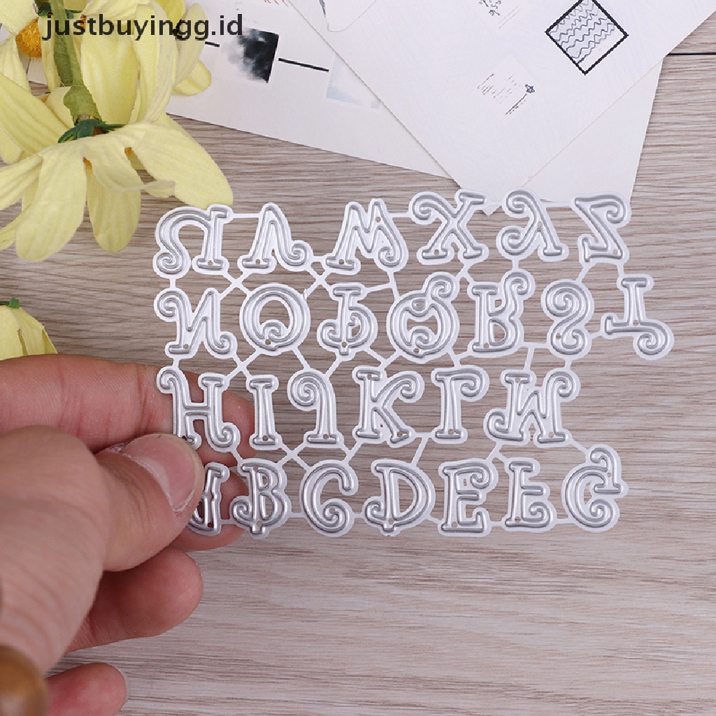 1 Set Cetakan Stensil Cutting Dies Motif Alfabet Bahan Metal Untuk Scrapbook / Craft Diy