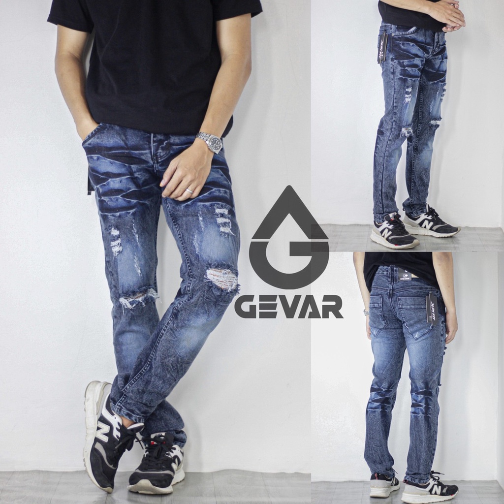 GEVAR Celana Jeans Ripped Sobek Ringle Premium