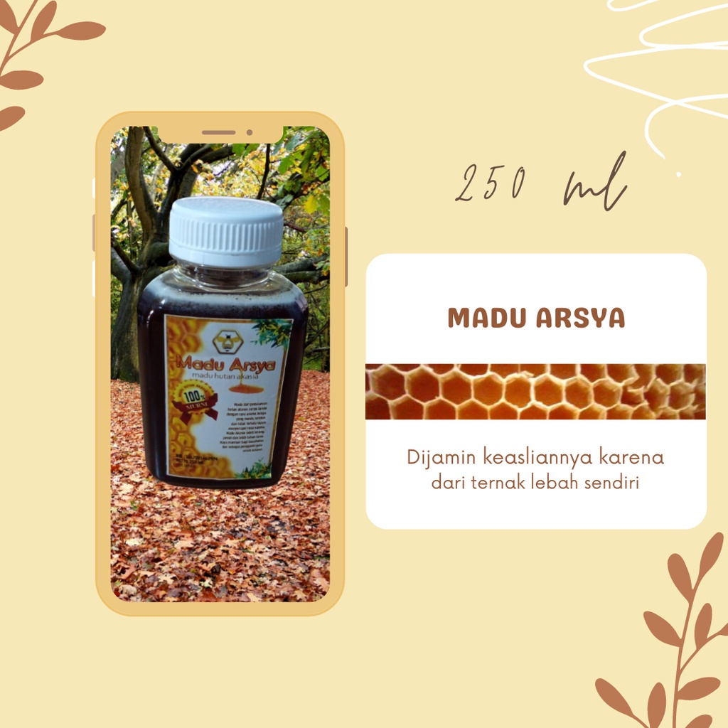 

Madu Murni Asli 100% Arsya 250ml Alami Raw Honey Nektar Akasia Carpa