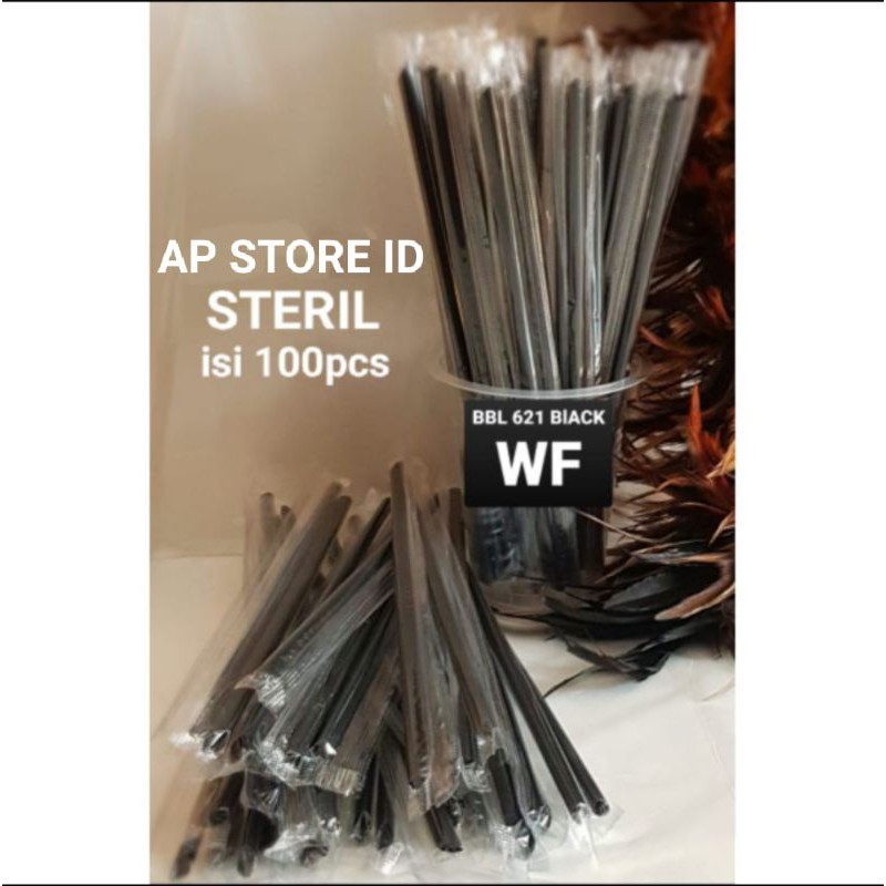 isi 100pcs sedotan steril hitam 6/21