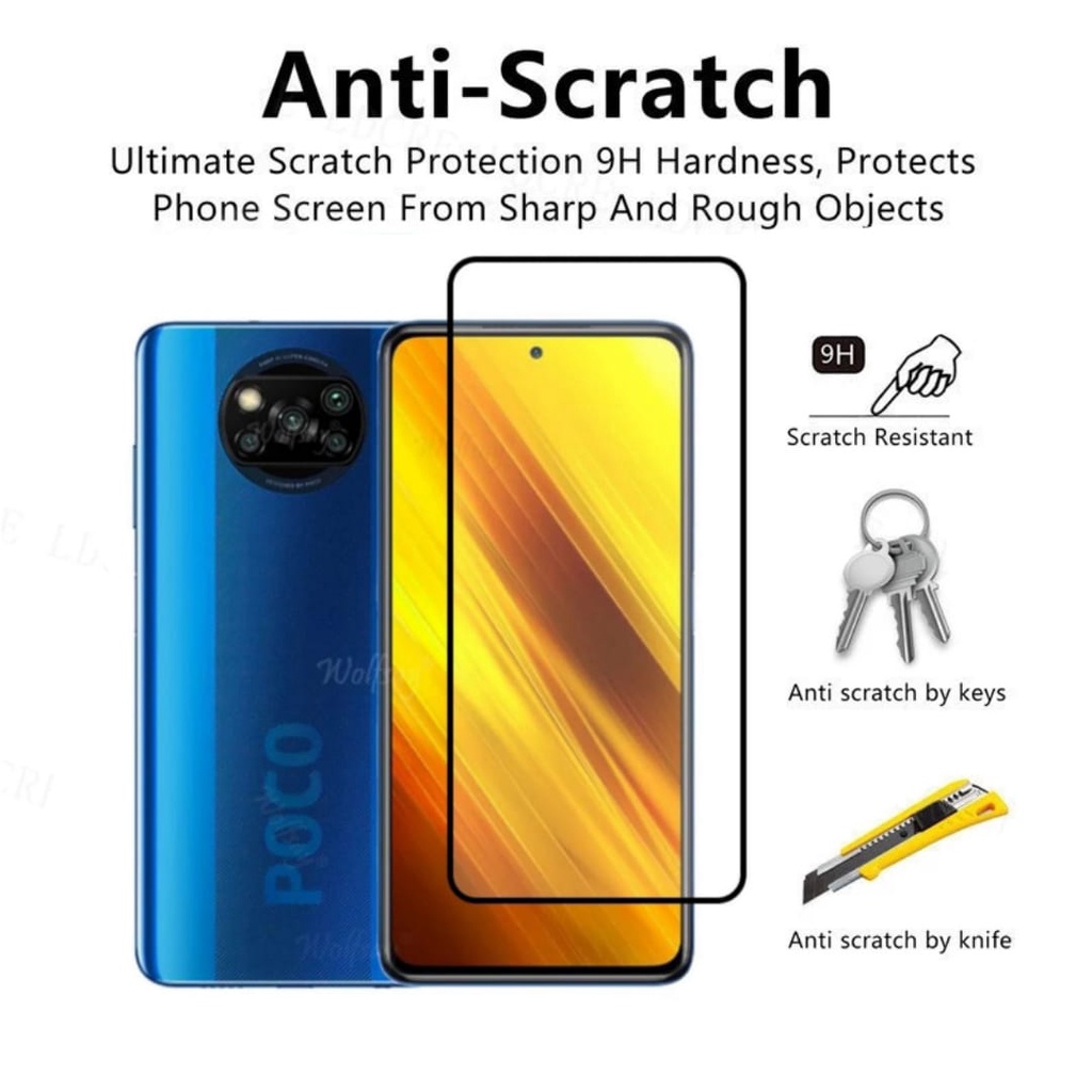 PROMO Tempered Glass Xiaomi POCO X3 Pro, POCO X3 NFC, POCO X3, NEW-HOT TG Layar FULL COVER Black