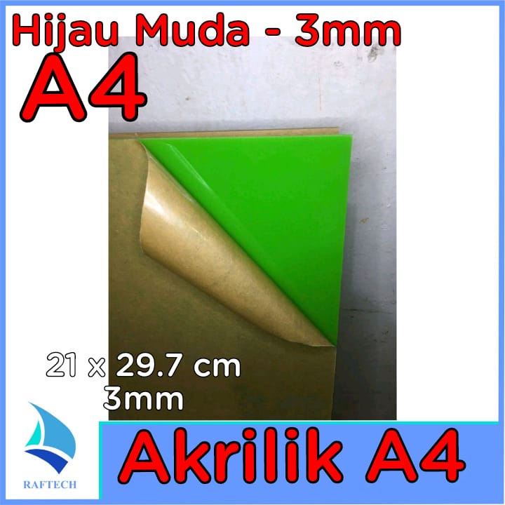 Akrilik A4 Lembaran 3mm Acrylic 3mm Hijau Muda Marga Cipta