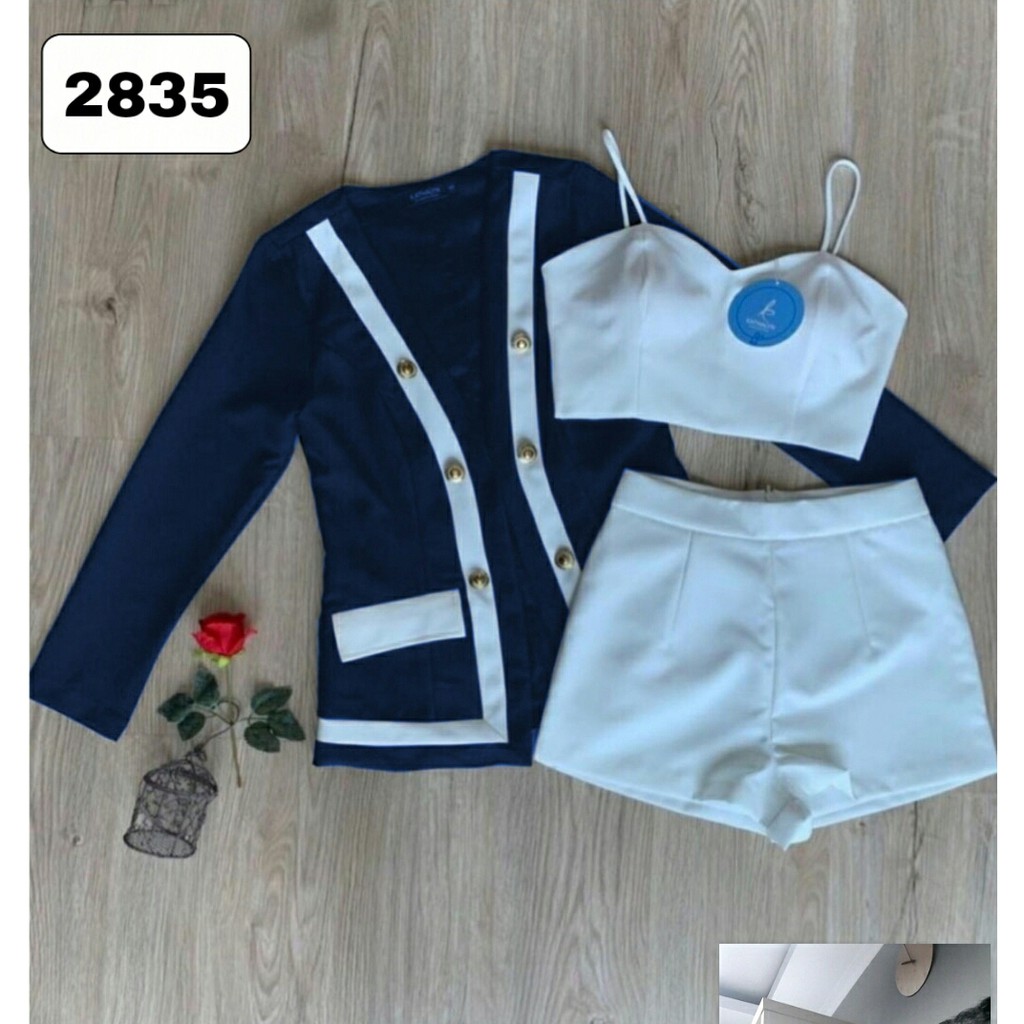 fashion import Ready lagi Set 3pc scuba 2835 2warna realpict