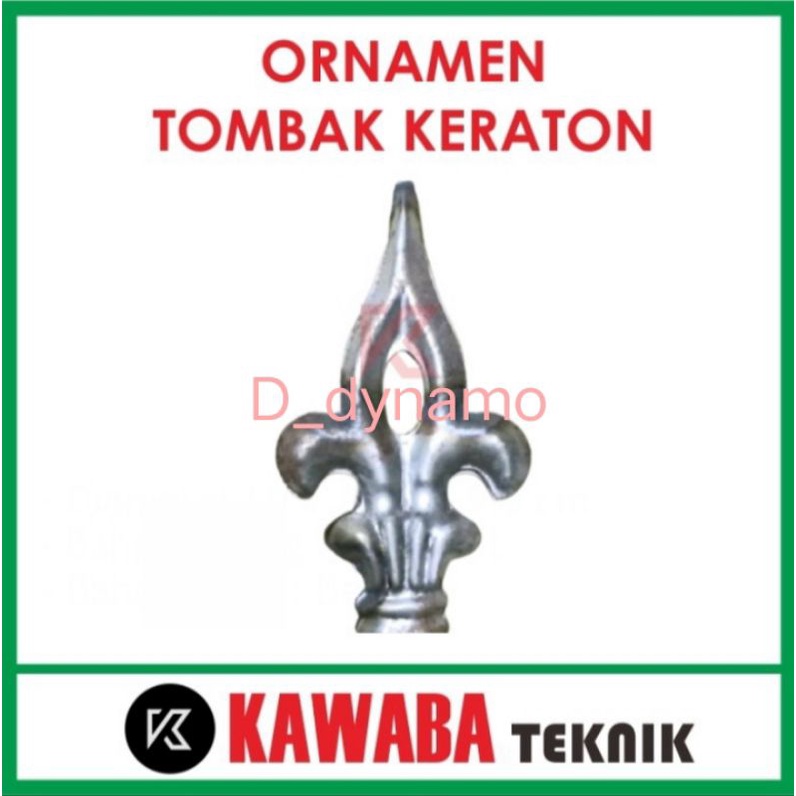 Ornamen pagar tombak besi plat model keraton tampilan 2 muka