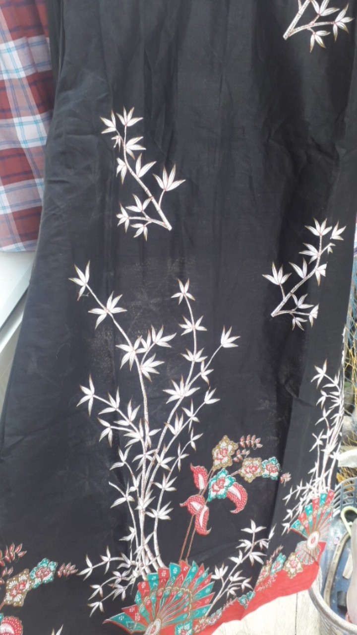 Dt Colletion-tunik Batik Wanita/cewek Lengan Serut Pekalongan  Motif Kipas Hitam
