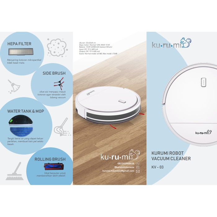 KURUMI ROBOT VACUUM CLEANER KV03 PUTIH / PENYEDOT DEBU KURUMI KV 03
