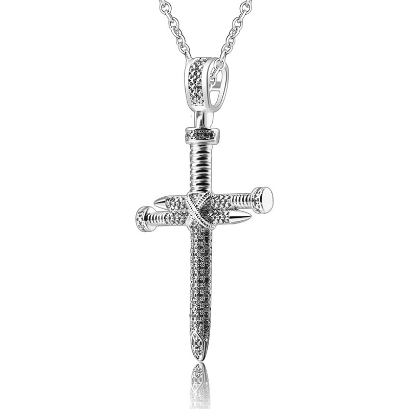 Cross Amethyst Pendant Kalung Wanita / Aksesoris Perhiasan Fashion