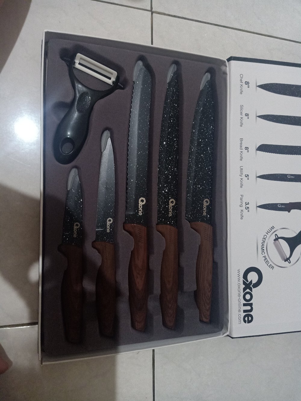 Oxone Pisau Set Marble Ox 605- Oxone Black Marble Knife Set Ox-605 - Pisau Set Oxone