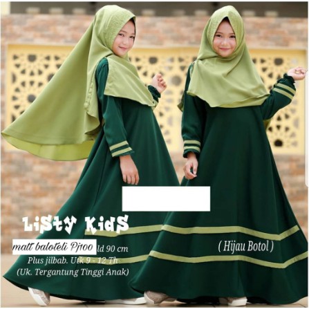 Terbaru Moana Kids / Baju Gamis Anak Perempuan Fit Usia 7 - 10 Tahun - Army - Merah Muda Produk
