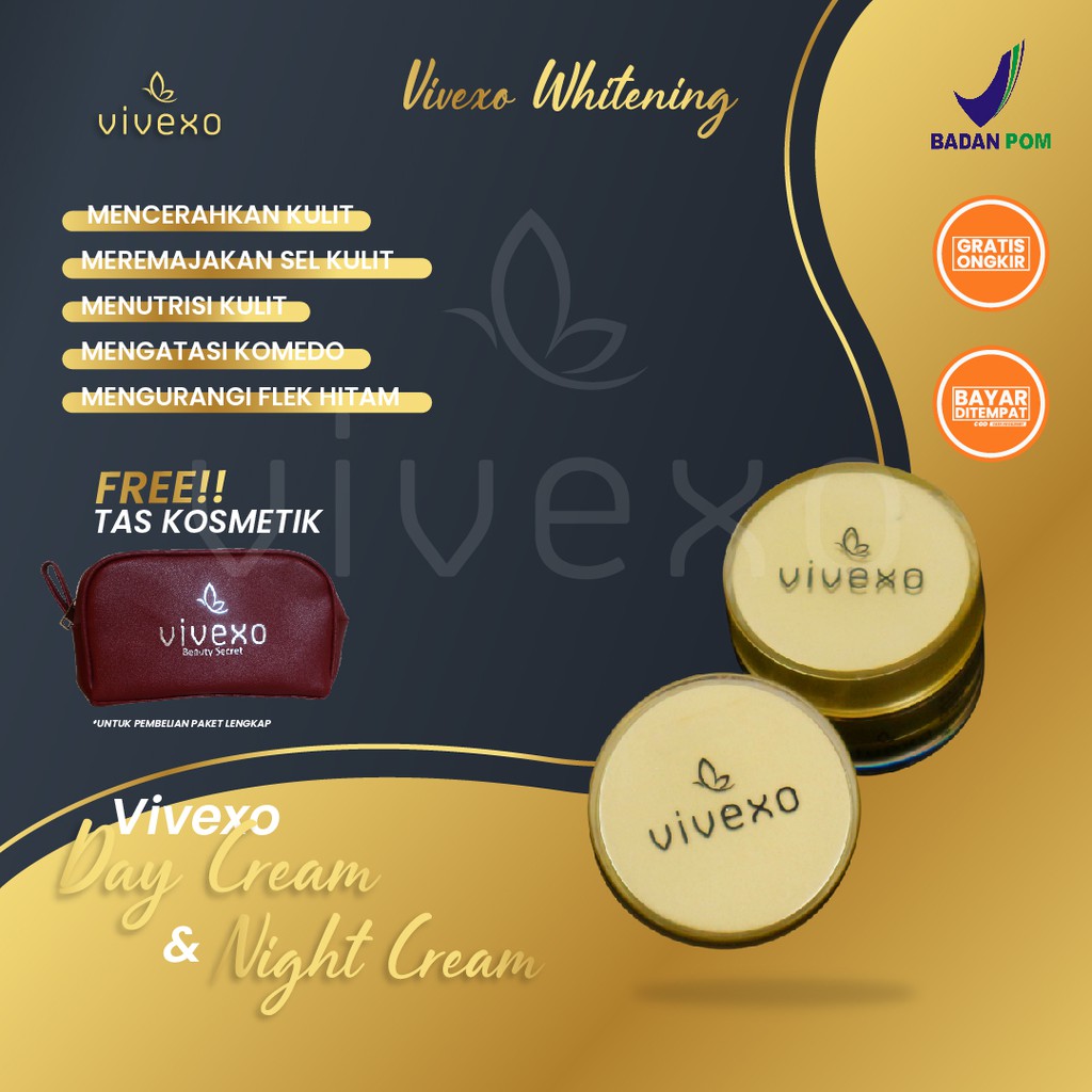 PAKET HEMAT WHITENING CREAM | VIVEXO DAY CREAM & NIGHT CREAM | SKIN CARE ORIGINAL BPOM | BISA COD