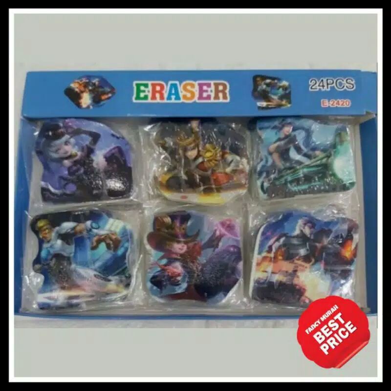 

[24 pcs] eraser penghapus karakter lucu murah/setip