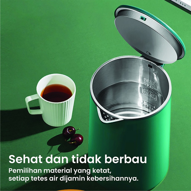 Teko Listrik Double Wall 2.3L Pemanas Air Stainless Steel Food Grade Kettle Elektrik Worldhome66