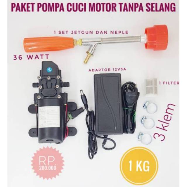 PAKET POMPA CUCI MOTOR JET CLEANER DOORSMER MINI 12V 3A POMPA RS 15 TANPA SELANG