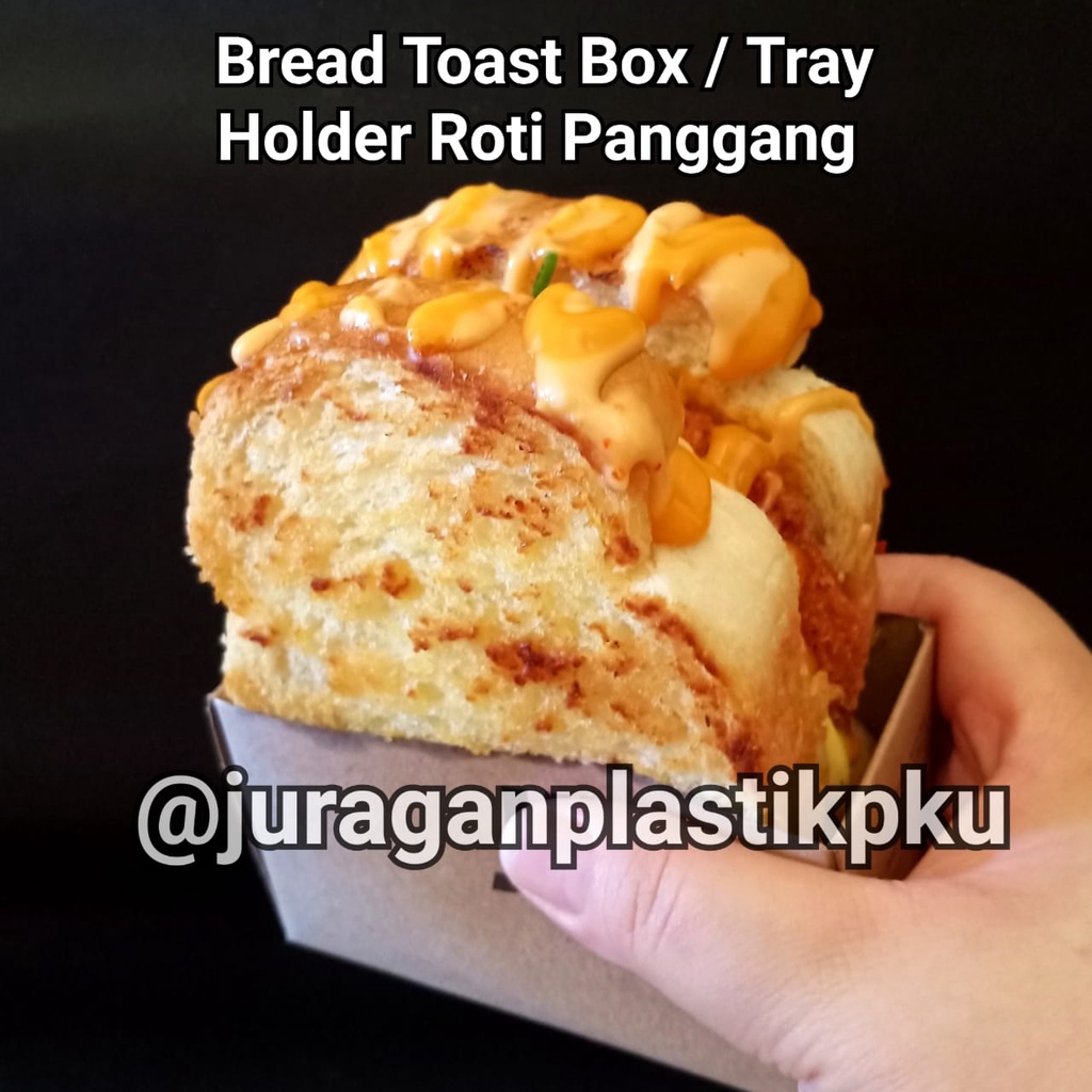 

Bread Toast Box / Paper Tray Holder / Dus Pegangan Roti Bakar 10,5x5,5x5,5 cm Kraft Laminating Cromboloni Bomboloni Donat Croissant