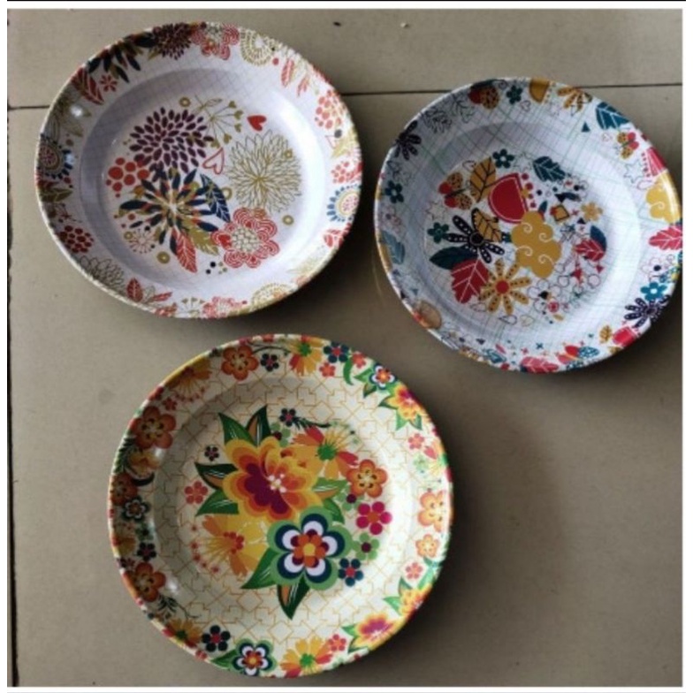 GNS Piring Seng 22 cm Motif Aneka Bunga / Piring Batik 22 cm Motif Aneka Bunga