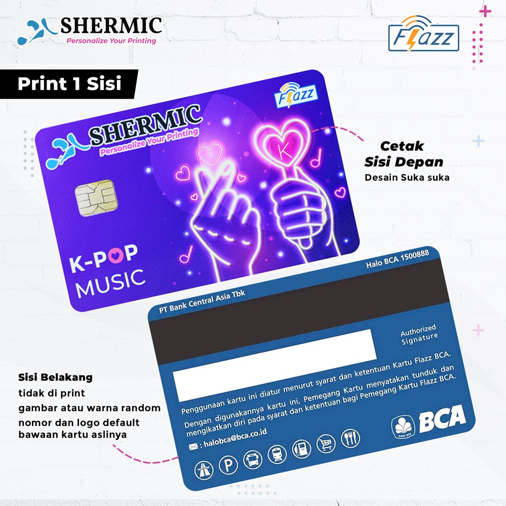 Cetak Custom Print UV BCA Flazz Gen 2 Mandiri Emoney PREMIERE GLOSSY VARNISH