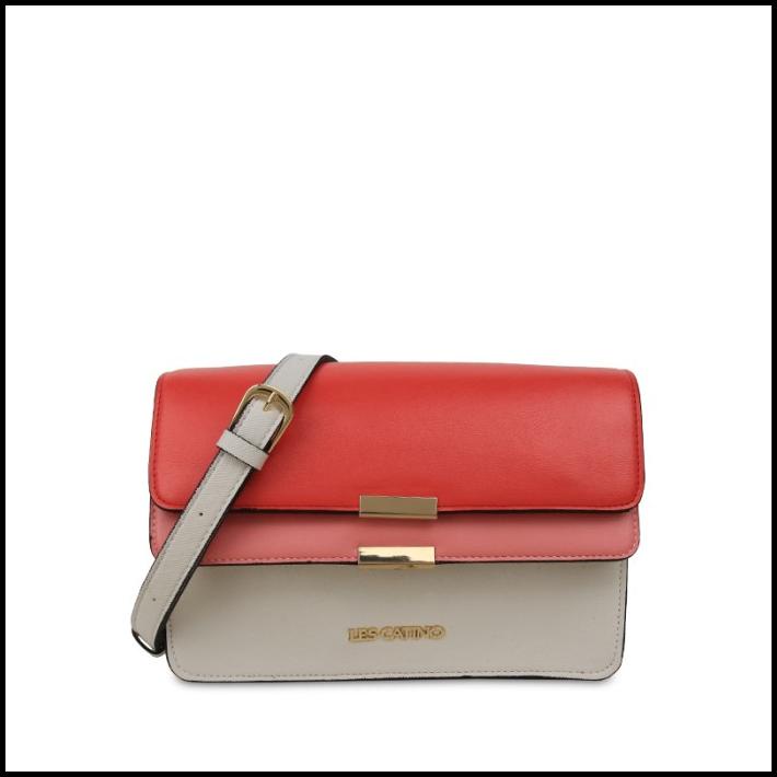 MATAHARI - #2 LES CATINO TAS BAG EILISH FLAP CROSSBODY BIRCH/FLAMINGGO  WITH TAG