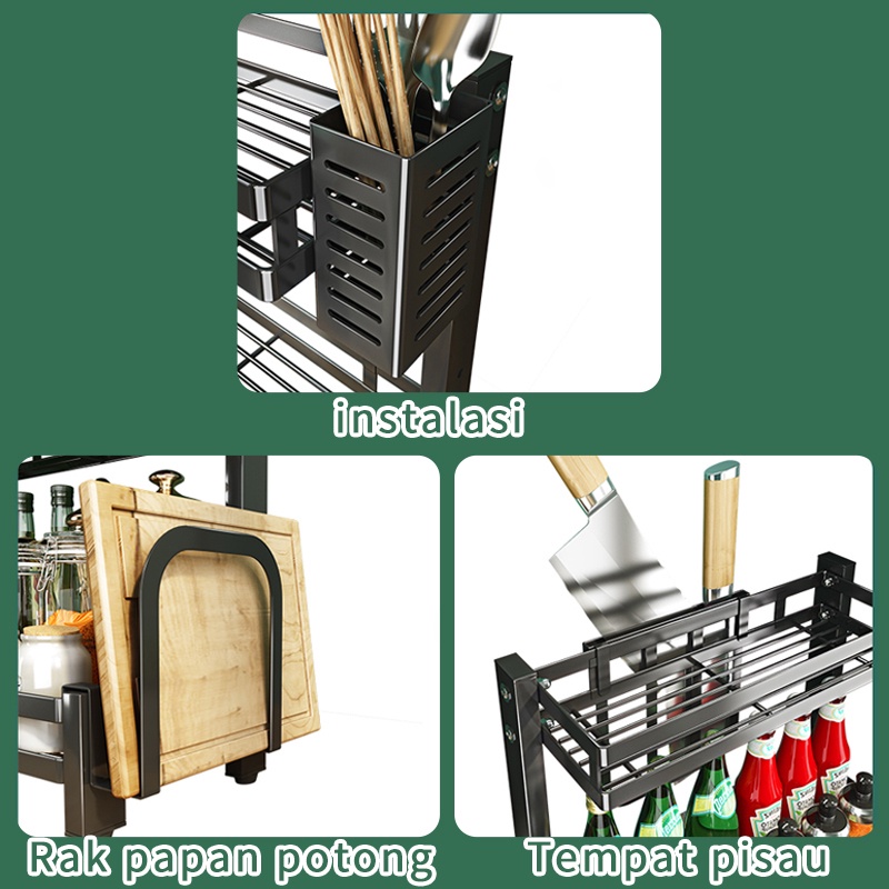 Rak Bumbu Dapur Stainless Steel Rak Bumbu Rak Dapur Serbaguna Rak Botol Bumbu