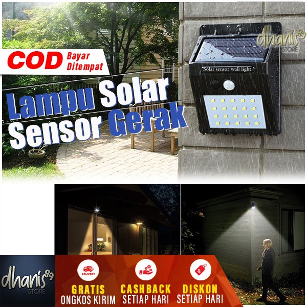 Lampu Solar Panel LS03 Sensor Gerak 20 LED 460 Lumens Waterproof Lamp LED Tenaga Surya Lampu Outdoor